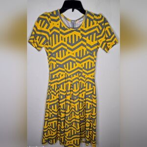 LulaRoe Women's Yellow Short Sleeves Midi Dress Size XS